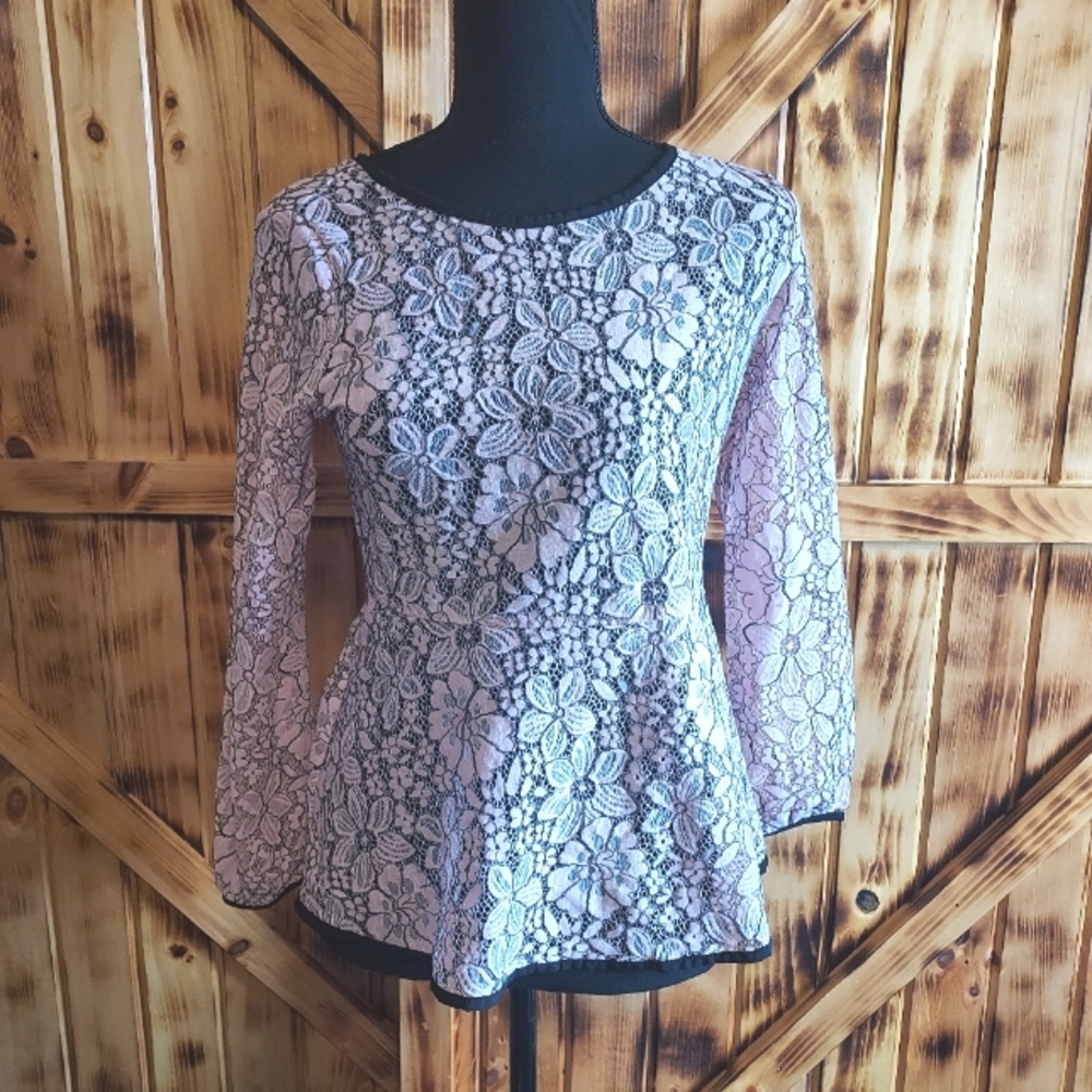 Allegra K Women's Floral Lace Long Sleeve top
